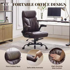 Office Desk Chair, 500 LBS Big and Tall Executive Chair with Footrest, 90-155 Recline Leather Gaming Chair