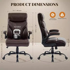 Office Desk Chair, 500 LBS Big and Tall Executive Chair with Footrest, 90-155 Recline Leather Gaming Chair