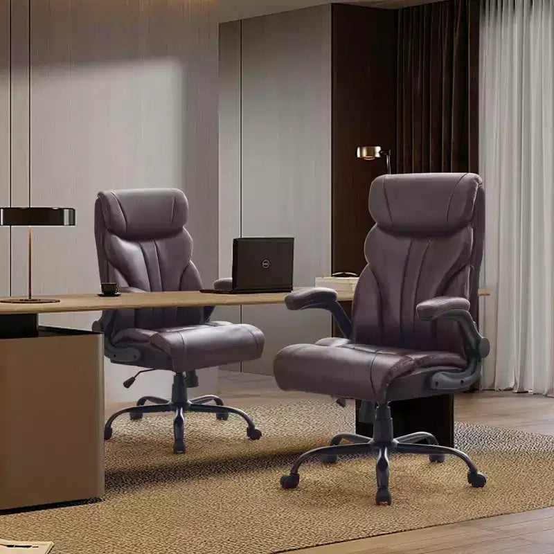 Office Desk Chair, 500 LBS Big and Tall Executive Chair with Footrest, 90-155 Recline Leather Gaming Chair