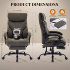 Office Desk Chair, 500 LBS Big and Tall Executive Chair with Footrest, 90-155 Recline Leather Gaming Chair