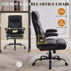 Office Desk Chair, 500 LBS Big and Tall Executive Chair with Footrest, 90-155 Recline Leather Gaming Chair