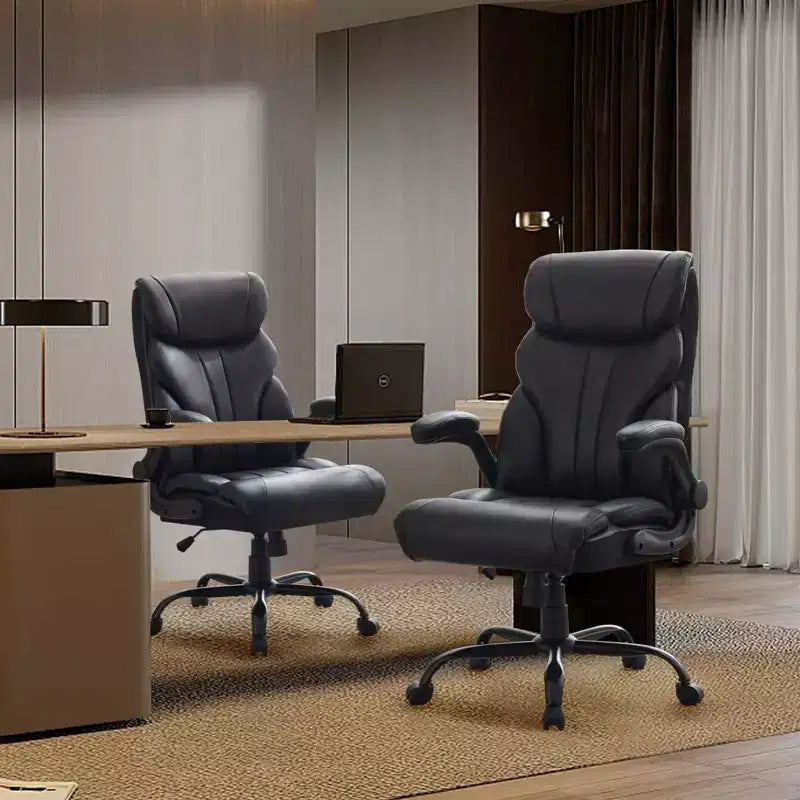 Office Desk Chair, 500 LBS Big and Tall Executive Chair with Footrest, 90-155 Recline Leather Gaming Chair