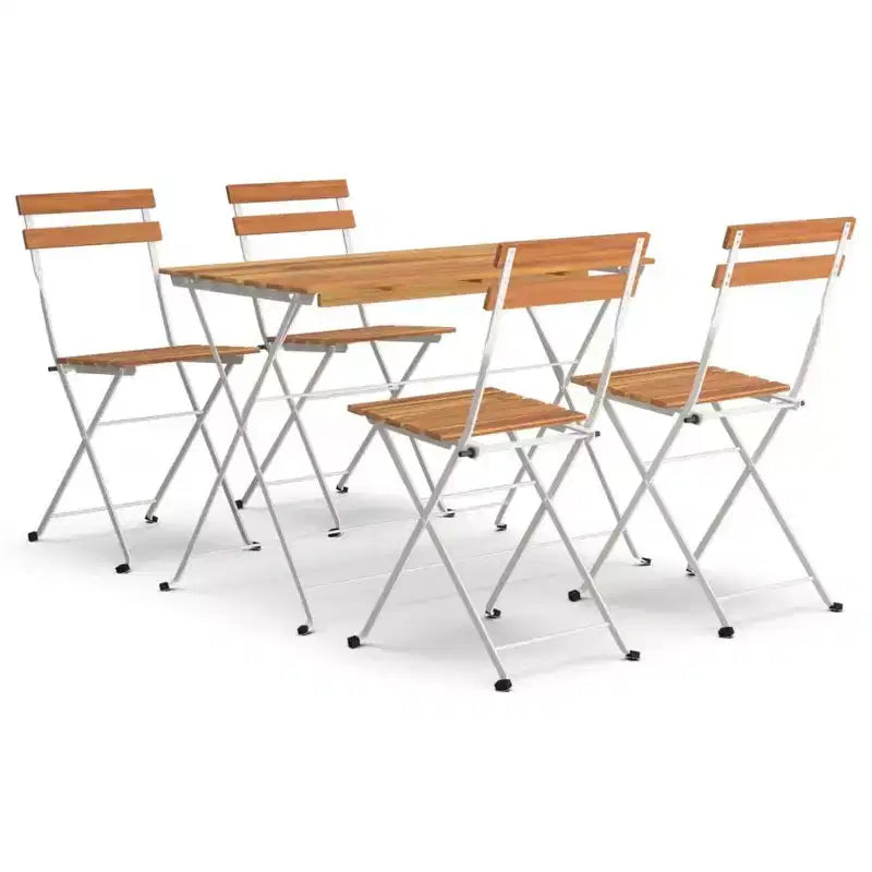 vidaXL Folding Bistro Set - Solid Acacia Wood and Steel, Rectangular Design