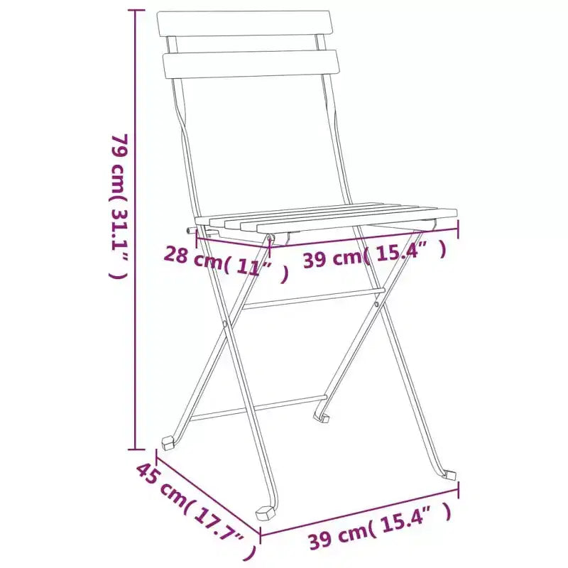 vidaXL Folding Bistro Set - Solid Acacia Wood and Steel, Rectangular Design