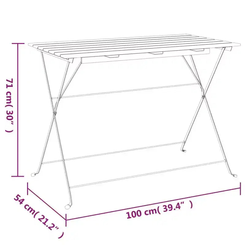 vidaXL Folding Bistro Set - Solid Acacia Wood and Steel, Rectangular Design