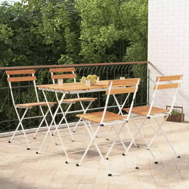 vidaXL Folding Bistro Set - Solid Acacia Wood and Steel, Rectangular Design
