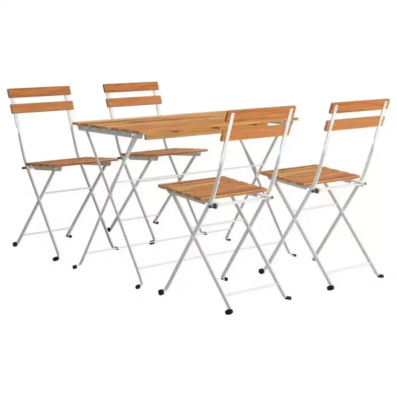 vidaXL Folding Bistro Set - Solid Acacia Wood and Steel, Rectangular Design