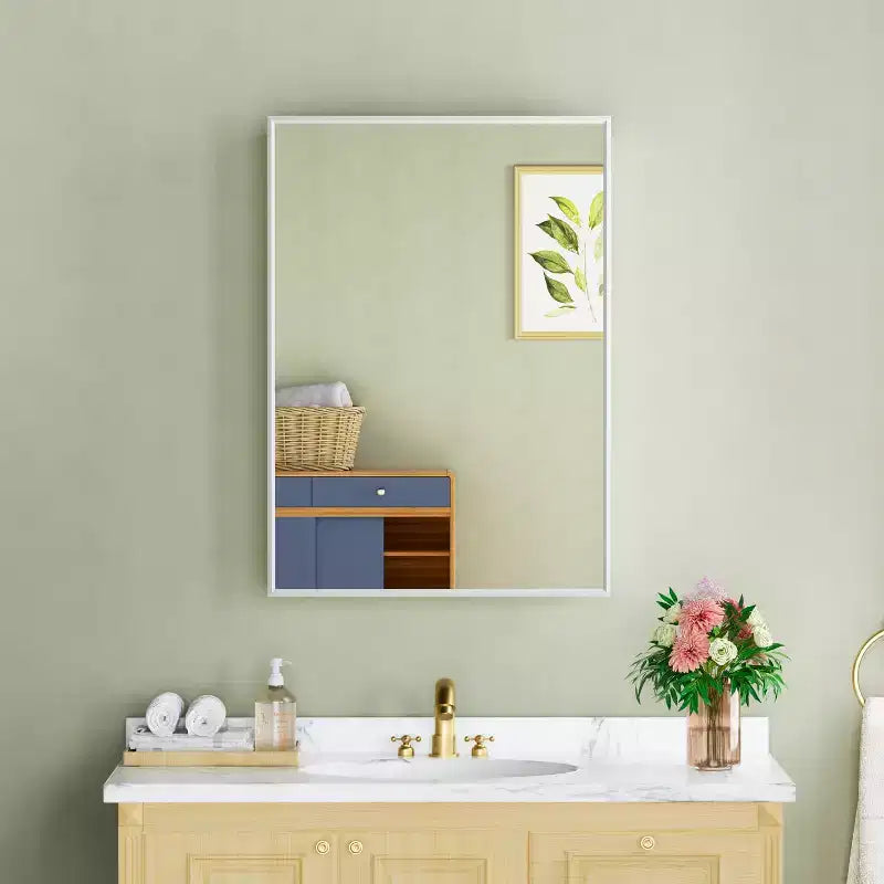 Elise Medicine Cabinet with Mirror, Surface or Recessed Bathroom Medicine Cabinet, Adjustable Tempered Glass Shelves, Reversible
