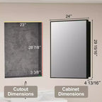 Elise Medicine Cabinet with Mirror, Surface or Recessed Bathroom Medicine Cabinet, Adjustable Tempered Glass Shelves, Reversible