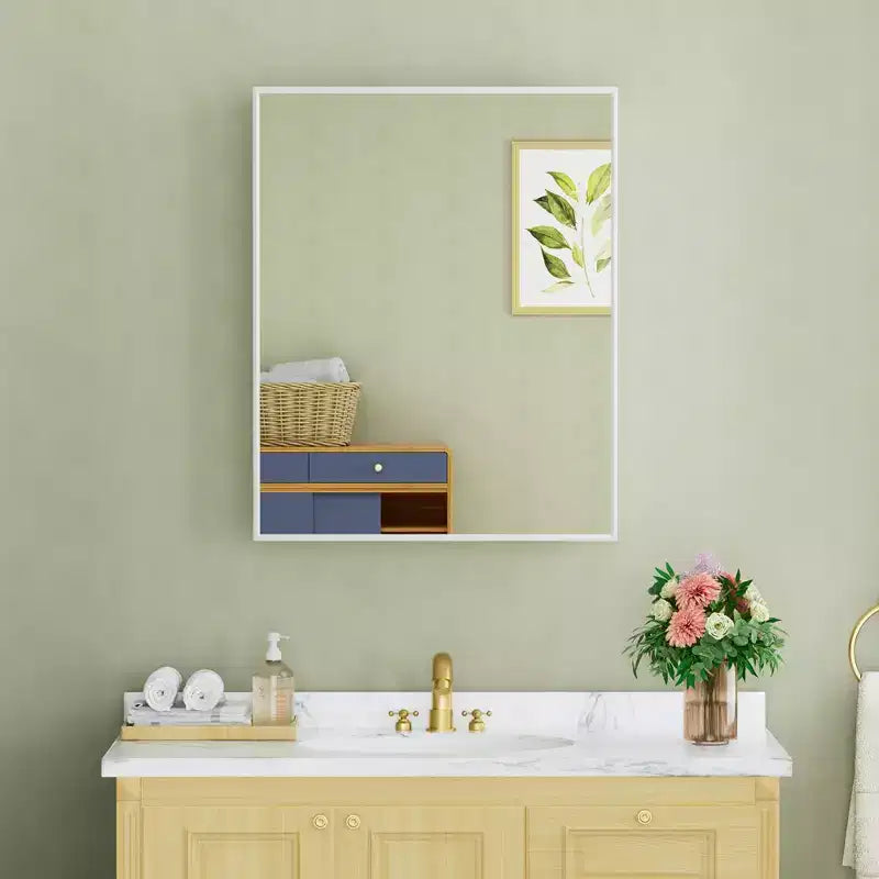 Elise Medicine Cabinet with Mirror, Surface or Recessed Bathroom Medicine Cabinet, Adjustable Tempered Glass Shelves, Reversible
