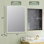 Elise Medicine Cabinet with Mirror, Surface or Recessed Bathroom Medicine Cabinet, Adjustable Tempered Glass Shelves, Reversible