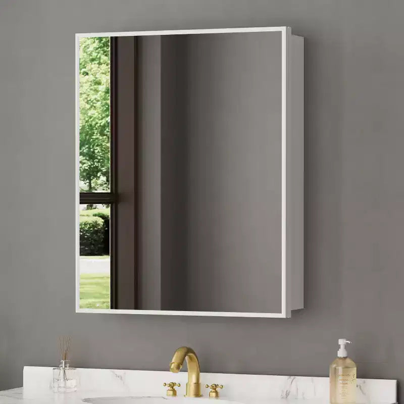 Elise Medicine Cabinet with Mirror, Surface or Recessed Bathroom Medicine Cabinet, Adjustable Tempered Glass Shelves, Reversible