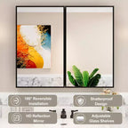 Elise Medicine Cabinet with Mirror, Surface or Recessed Bathroom Medicine Cabinet, Adjustable Tempered Glass Shelves, Reversible