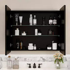 Elise Medicine Cabinet with Mirror, Surface or Recessed Bathroom Medicine Cabinet, Adjustable Tempered Glass Shelves, Reversible
