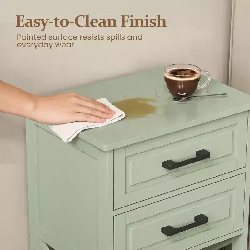 Tall Nightstand with 2 Drawers and Open Shelf Below