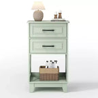 Tall Nightstand with 2 Drawers and Open Shelf Below