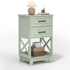 Tall Nightstand with 2 Drawers and Open Shelf Below