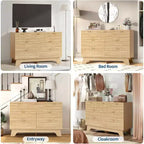 7 Drawer Dresser for Bedroom,Mid Century Modern Dresser, Fluted Dressers Chest of Drawers,TV Stand,Storage Organizer for Living Room,Hallway,Entryway
