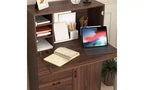 JVNOXK 31-inch desk cabinet with storage drawers and shelves, featuring a foldable tabletopperfect for dorm rooms and compact spaces. Walnut