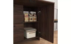 JVNOXK 31-inch desk cabinet with storage drawers and shelves, featuring a foldable tabletopperfect for dorm rooms and compact spaces. Walnut