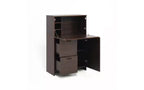 JVNOXK 31-inch desk cabinet with storage drawers and shelves, featuring a foldable tabletopperfect for dorm rooms and compact spaces. Walnut