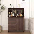 JVNOXK 31-inch desk cabinet with storage drawers and shelves, featuring a foldable tabletopperfect for dorm rooms and compact spaces. Walnut