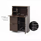 JVNOXK 31-inch desk cabinet with storage drawers and shelves, featuring a foldable tabletopperfect for dorm rooms and compact spaces. Walnut