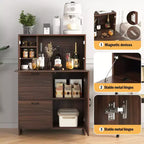JVNOXK 31-inch desk cabinet with storage drawers and shelves, featuring a foldable tabletopperfect for dorm rooms and compact spaces. Walnut