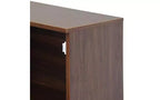 JVNOXK 31-inch desk cabinet with storage drawers and shelves, featuring a foldable tabletopperfect for dorm rooms and compact spaces. Walnut