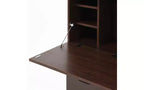 JVNOXK 31-inch desk cabinet with storage drawers and shelves, featuring a foldable tabletopperfect for dorm rooms and compact spaces. Walnut