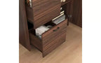 JVNOXK 31-inch desk cabinet with storage drawers and shelves, featuring a foldable tabletopperfect for dorm rooms and compact spaces. Walnut