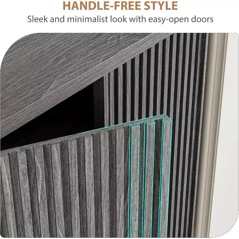 31.6 Fluted Shoe Cabinet with Curved Edges, 5-Tier Entryway Storage Organizer with Adjustable Shelves