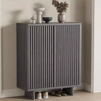 31.6 Fluted Shoe Cabinet with Curved Edges, 5-Tier Entryway Storage Organizer with Adjustable Shelves