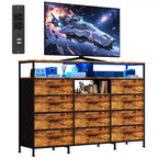COZONY 55 TV Stand Fabric Dresser with 11 Drawers & Open Shelves, Storage Chest Organizer for Bedroom Living Room