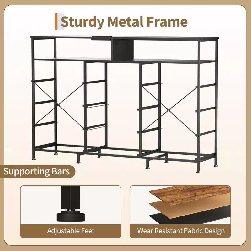 COZONY 55 TV Stand Fabric Dresser with 11 Drawers & Open Shelves, Storage Chest Organizer for Bedroom Living Room