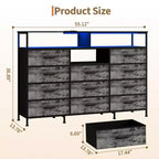 COZONY 55 TV Stand Fabric Dresser with 11 Drawers & Open Shelves, Storage Chest Organizer for Bedroom Living Room