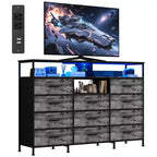COZONY 55 TV Stand Fabric Dresser with 11 Drawers & Open Shelves, Storage Chest Organizer for Bedroom Living Room