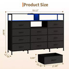 COZONY 55 TV Stand Fabric Dresser with 11 Drawers & Open Shelves, Storage Chest Organizer for Bedroom Living Room