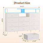 COZONY 55 TV Stand Fabric Dresser with 11 Drawers & Open Shelves, Storage Chest Organizer for Bedroom Living Room