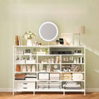 COZONY 55 TV Stand Fabric Dresser with 11 Drawers & Open Shelves, Storage Chest Organizer for Bedroom Living Room