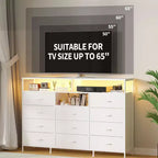 COZONY 55 TV Stand Fabric Dresser with 11 Drawers & Open Shelves, Storage Chest Organizer for Bedroom Living Room