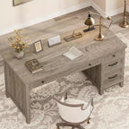 Farmhouse Office Desk with File Drawerm, Computer Desk, for Work and Study