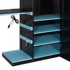 Luxystar Full Size Wood Loft Bed with Adjustable Desk, Wardrobe, Shelves & Pegboard