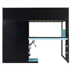 Luxystar Full Size Wood Loft Bed with Adjustable Desk, Wardrobe, Shelves & Pegboard