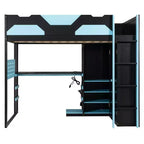 Luxystar Full Size Wood Loft Bed with Adjustable Desk, Wardrobe, Shelves & Pegboard