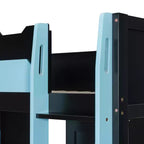 Luxystar Full Size Wood Loft Bed with Adjustable Desk, Wardrobe, Shelves & Pegboard