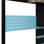 Luxystar Full Size Wood Loft Bed with Adjustable Desk, Wardrobe, Shelves & Pegboard
