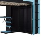 Luxystar Full Size Wood Loft Bed with Adjustable Desk, Wardrobe, Shelves & Pegboard
