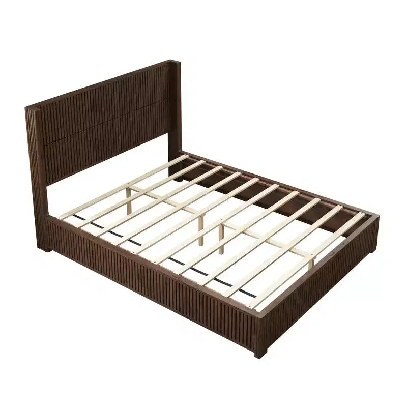 GDFStudio Alderwyn Modern Solid Wood Bed with Headboard