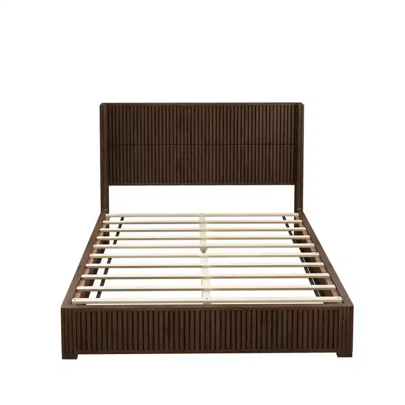 GDFStudio Alderwyn Modern Solid Wood Bed with Headboard